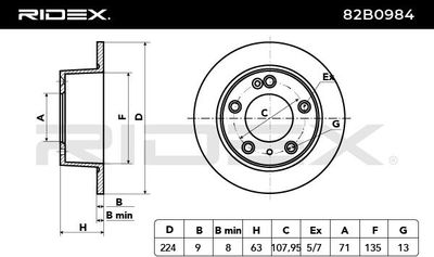 спирачен диск RIDEX 82B0984