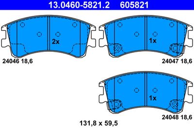 Комплект тормозных колодок, дисковый тормоз ATE 13.0460-5821.2 для MAZDA 6