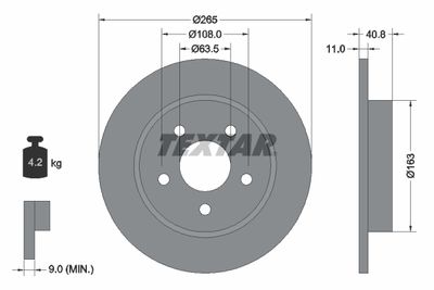 Тормозной диск TEXTAR 92133703 для FORD C-MAX