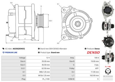 GENERATOR / ALTERNATOR AS-PL A6250DENSO 4