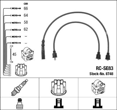 Комплект проводов зажигания NGK 8748 для SUZUKI SJ413