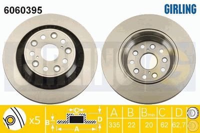 GIRLING 6060395 Тормозные диски  для LEXUS LS (Лексус Лс)