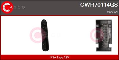 CASCO CWR70114GS Кнопка стеклоподьемника для PEUGEOT 207 (WA_, WC_) 1.4 BiFuel
