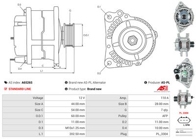 GENERATOR / ALTERNATOR AS-PL A6526S 4
