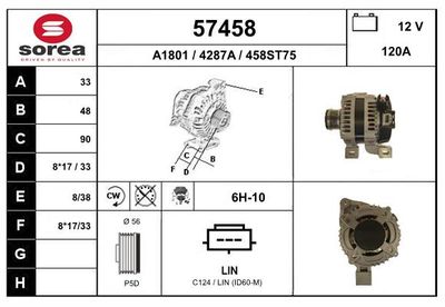 Генератор EAI 57458 для VOLVO C70