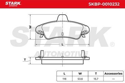 комплект спирачно феродо, дискови спирачки STARK SKBP-0010232