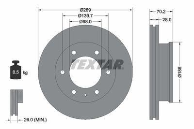 Тормозной диск TEXTAR 92223000 для MAZDA BT-50