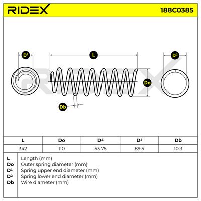 пружина за ходовата част RIDEX 188C0385