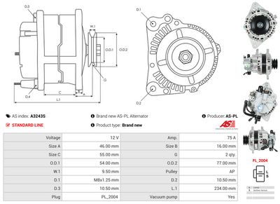 GENERATOR / ALTERNATOR AS-PL A3243S 4