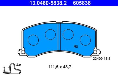 Комплект тормозных колодок, дисковый тормоз ATE 13.0460-5838.2 для SUZUKI BALENO