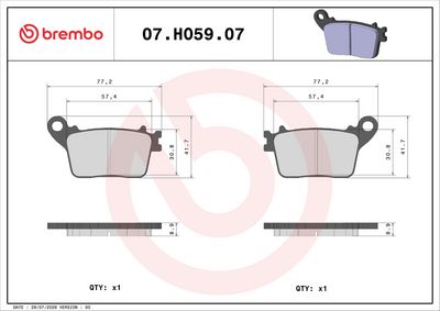 Bremžu uzliku kompl., Disku bremzes BREMBO 07HO5907