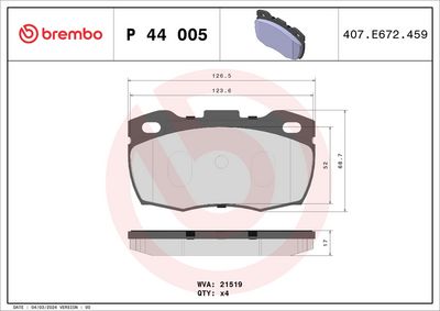 Brake Pad Set, disc brake P 44 005