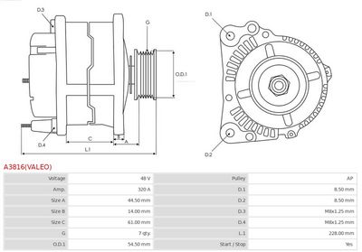 Alternator AS-PL A3816(VALEO)