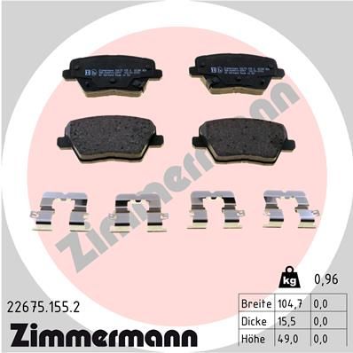 Комплект тормозных колодок, дисковый тормоз ZIMMERMANN 22675.155.2 для KIA XCEED