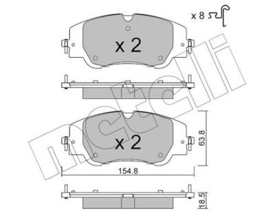 комплект спирачно феродо, дискови спирачки METELLI 22-1350-0