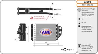 Теплообменник, отопление салона AHE 93906 для ABARTH 500