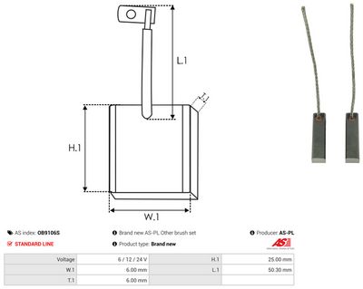 Uhlíkový zberač alternátora AS-PL OB9106S