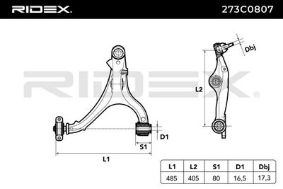 носач, окачване на колелата RIDEX 273C0807