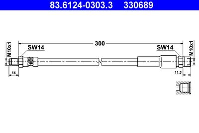 Тормозной шланг ATE 83.6124-0303.3 для BMW 6