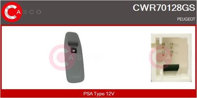 Выключатель, стеклолодъемник CASCO CWR70128GS для PEUGEOT 208