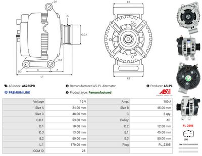 GENERATOR / ALTERNATOR AS-PL A6235PR 4