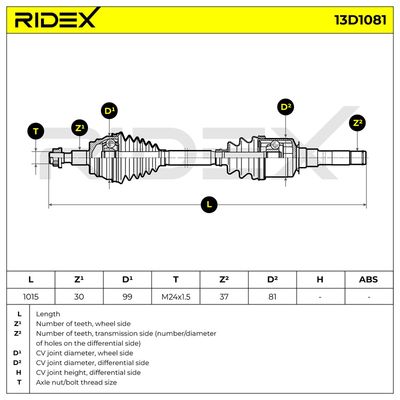 полуоска RIDEX