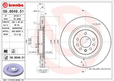 BREMBO 09.8649.51 Деталь для OPEL CORSA E (X15) 1.6 Turbo (08, 68)