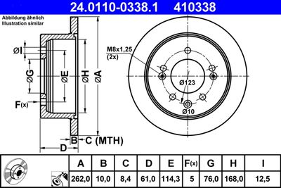 Тормозной диск ATE 24.0110-0338.1 для HYUNDAI ELANTRA