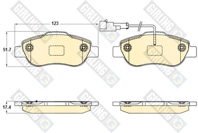 Комплект тормозных колодок, дисковый тормоз GIRLING 6120393 для FIAT PANDA