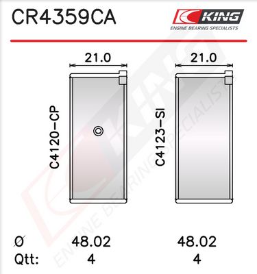 Черупка на биелен лагер KING CR4359CA0.25
