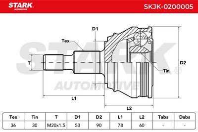 каре комплект, полуоска STARK SKJK-0200005