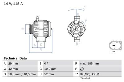 Генератор BOSCH 0 986 081 040 для MERCEDES-BENZ A-CLASS