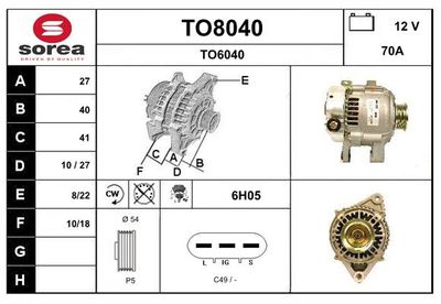 GENERATOR / ALTERNATOR SNRA TO8040