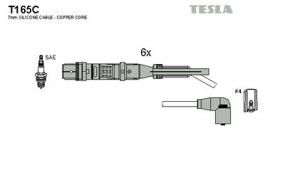 Комплект проводов зажигания TESLA T165C для VW BORA