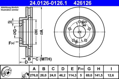 Тормозной диск ATE 24.0126-0126.1 для HYUNDAI TRAJET