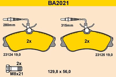 BA2021 BARUM Комплект тормозных колодок, дисковый тормоз