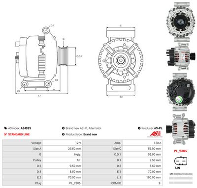 GENERATOR / ALTERNATOR AS-PL A3492S 4