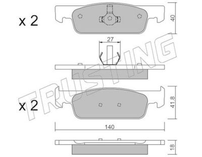 Sada brzdových destiček, kotoučová brzda TRUSTING 991.3