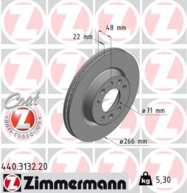 ZIMMERMANN 440.3132.20 Тормозные диски для PEUGEOT 308 SW II (LC_, LJ_, LR_, LX_, L4_)