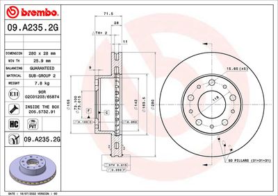 Tarcza hamulcowa BREMBO 09.A235.2G