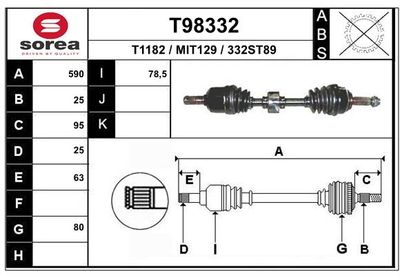 Приводной вал EAI T98332 для MITSUBISHI SPACE