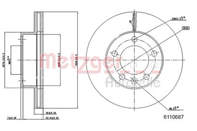 Tarcza hamulcowa METZGER AUTOTEILE 6110687