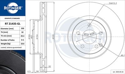 спирачен диск ROTINGER RT 21435-GL