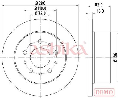 спирачен диск ASHIKA 61-00-0216C