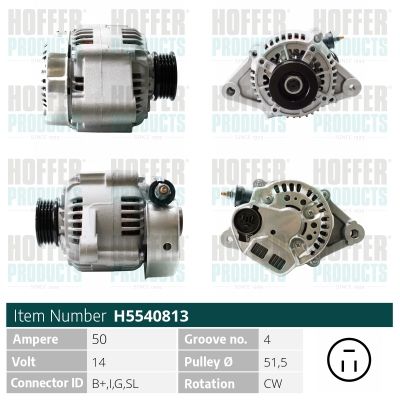 Генератор HOFFER H5540813 для TOYOTA STARLET