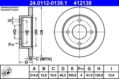 Тормозной диск ATE 24.0112-0139.1 для NISSAN MICRA