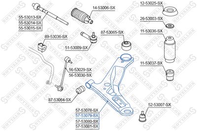 носач, окачване на колелата STELLOX 57-53079-SX