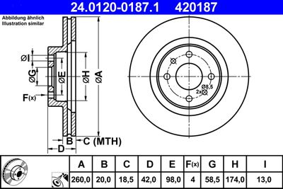Тормозной диск ATE 24.0120-0187.1 для LADA 112