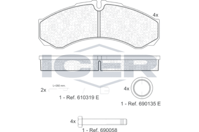 Комплект тормозных колодок, дисковый тормоз ICER 141208-123 для RENAULT MASCOTT