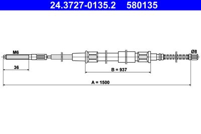 Тросик, cтояночный тормоз ATE 24.3727-0135.2 для VW VENTO